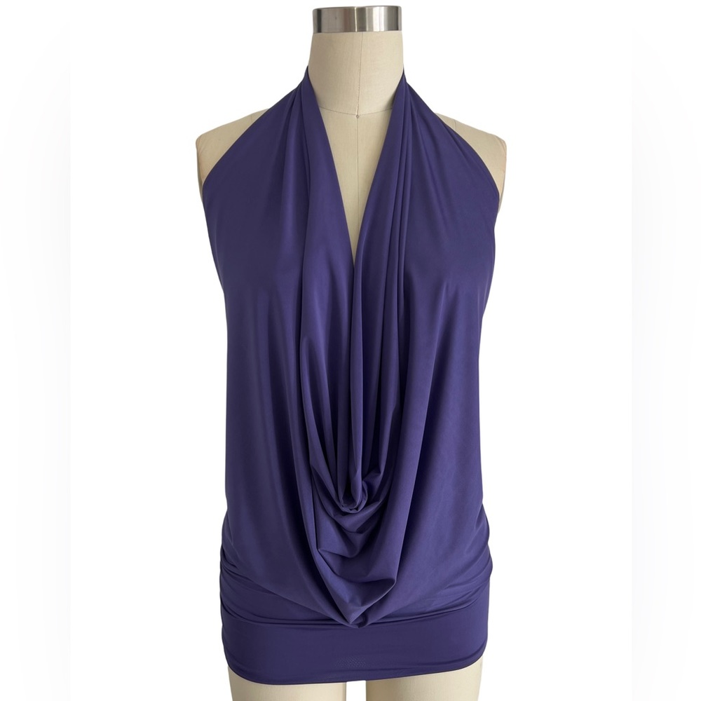 Purple Backless Drape Halter Top Sexy Made in USA